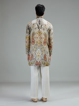 Cream mens kashmiri pattern kurta suit
