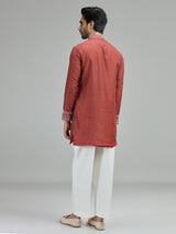 Deep maroon mens mughal bandhani kurta suit