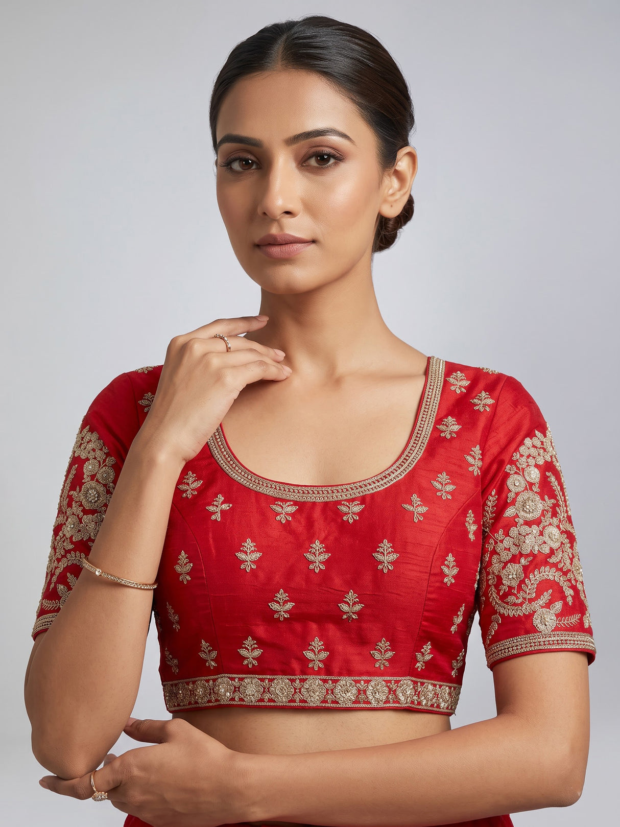 Red raw silk unstitched lehenga choli with luxurious double dupattas