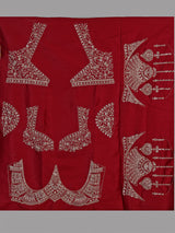Maroon raw silk unstitched lehenga choli with resham double dupattas