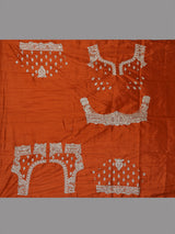 Rust orange raw silk unstitched lehenga choli with ornate butti detailing
