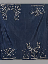 Navy silk blend unstitched lehenga choli with sparkling embellishments