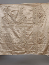 Beige silk unstitched lehenga choli with exquisite zardosi artistry