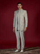 Grey floral vine indo western for men