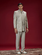 Grey floral vine indo western for men
