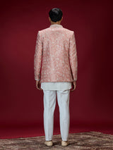 Dusty peach chikankari style indo western for men