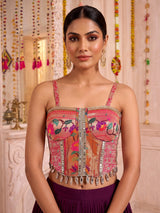 Wine pure silk blend lehenga choli with intricate floral festive detailing