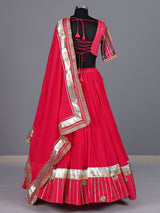 Rani pink chiffon silk lehenga choli with exquisite festive embellishments