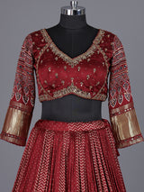 Maroon gajji silk lehenga choli with regal festive embellishments