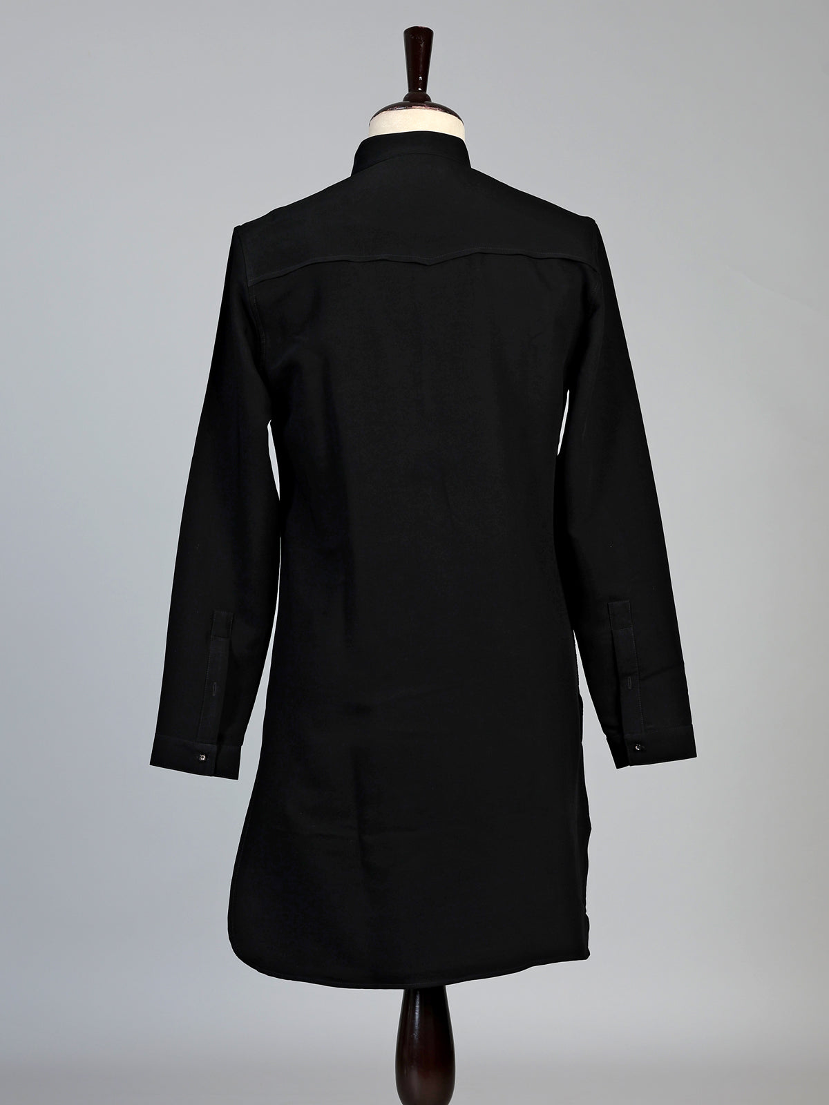 Black silk blend mens kurta suit with elegant thread detailing