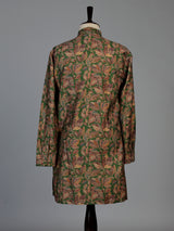 Green silk mens kurta suit with stylish printed detailing