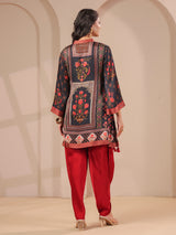 Black hand embellished kurta with elegant dhoti suit