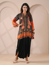 Black ethnic embellished kurta with statement indowestern suit