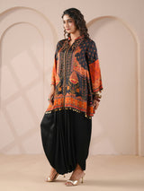 Black ethnic embellished kurta with statement indowestern suit