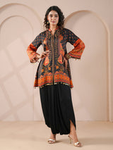 Black ethnic embellished kurta with statement indowestern suit