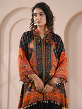 Black ethnic embellished kurta with statement indowestern suit