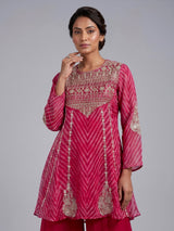 Rani pink tissue silk palazzo suit with printed