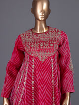 Rani pink tissue silk palazzo suit with printed