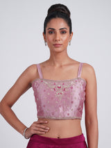 Rani pink satin silk palazzo suit for wedding celebration