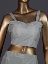 Grey organza and satin silk palazzo suit