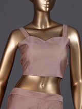 Onion pink organza and satin silk palazzo suit