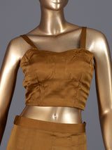 Mustard yellow organza and satin silk palazzo suit