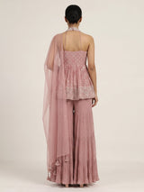 Onion pink georgette sharara suit with embellished sharara