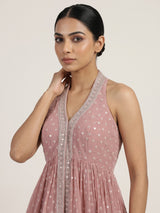 Onion pink georgette sharara suit with embellished sharara