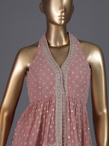 Onion pink georgette sharara suit with embellished sharara