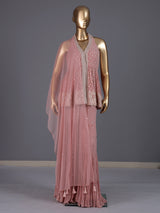 Onion pink georgette sharara suit with embellished sharara
