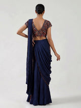 Navy blue kutch embroidered palazzo suit for women