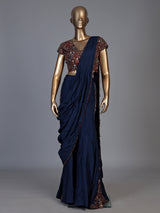 Navy blue kutch embroidered palazzo suit for women