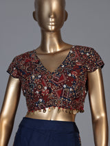 Navy blue kutch embroidered palazzo suit for women