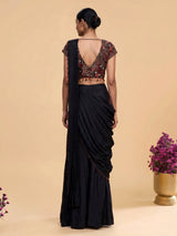 Black kalamkari drape palazzo suit for women
