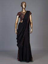 Black kalamkari drape palazzo suit for women