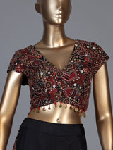 Black kalamkari drape palazzo suit for women