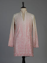 Cream pink silk mens kurta suit with shaded festive elegance