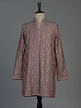 Onion pink silk blend mens kurta suit with elegant aabla detailing