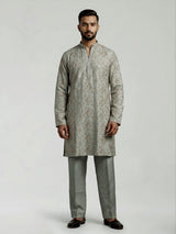 Dusty mint green silk blend mens kurta suit with sparkling detailing