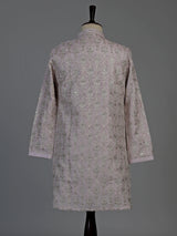 Lilac purple silk mens kurta suit with intricate aabla embellishments
