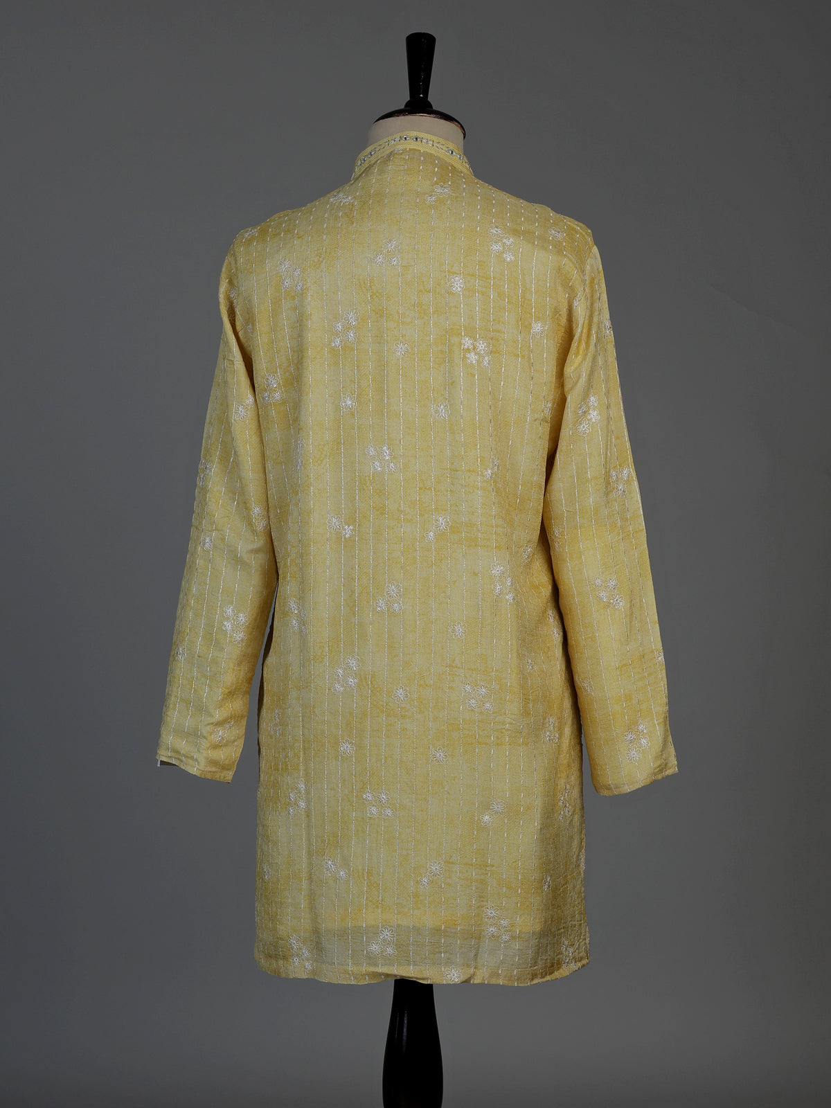 Yellow silk mens kurta suit with sparkling aabla and sequin work