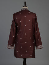 Brown cotton silk mens kurta suit with elegant printed design