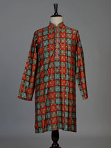 Multicolor gajji silk mens kurta suit with checks printed dupatta
