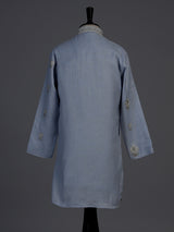Sea blue mughal floral boys kurta suit