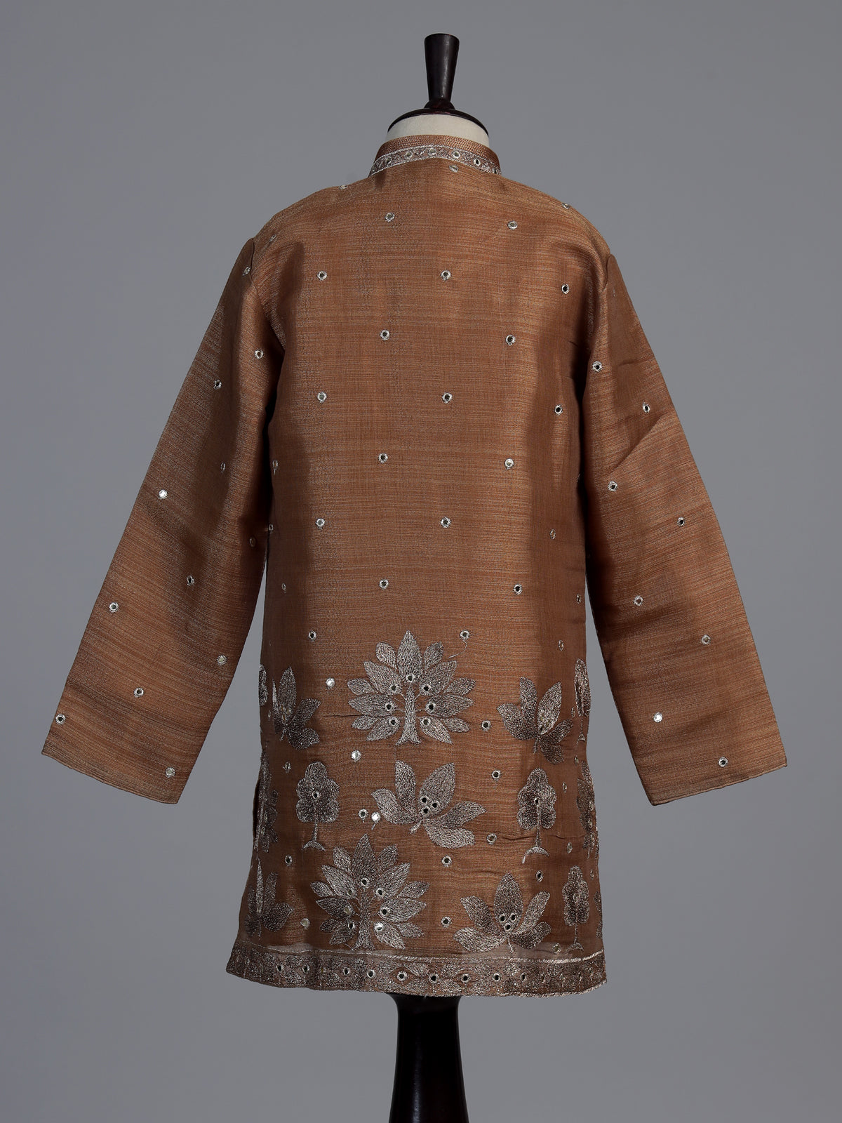 Brown heritage tree embroidered boys kurta suit