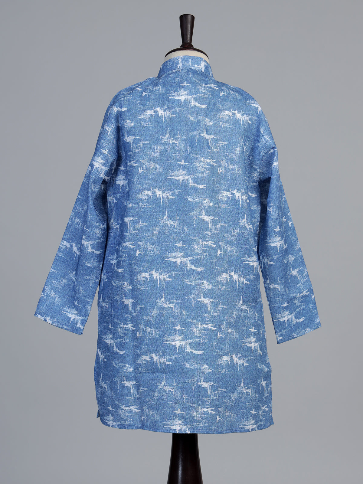 Indigo blue abstract print boys kurta suit