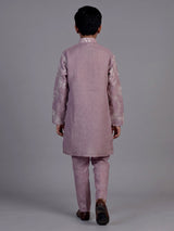 Lilac purple kashmiri embroidered boys kurta suit
