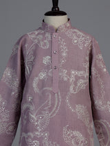 Lilac purple kashmiri embroidered boys kurta suit