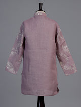 Lilac purple kashmiri embroidered boys kurta suit
