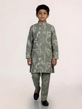Pista green kashmiri embroidered boys kurta suit